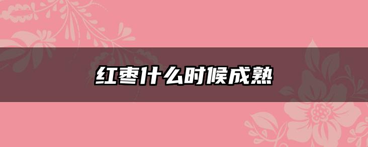 红枣什么时候成熟