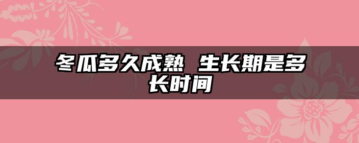 冬瓜多久成熟 生长期是多长时间