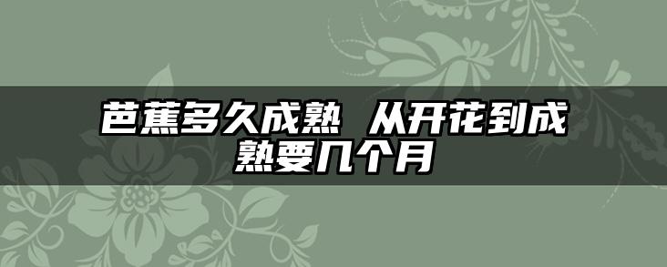 芭蕉多久成熟 从开花到成熟要几个月