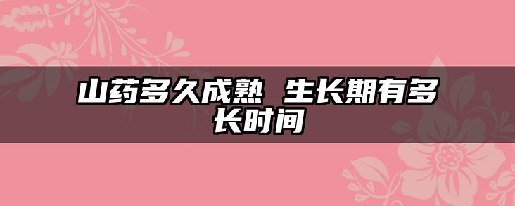 山药多久成熟 生长期有多长时间