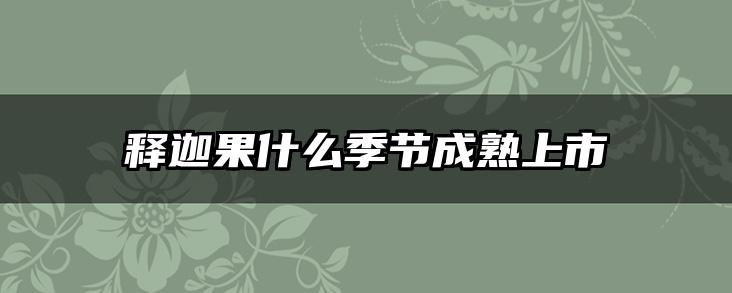 释迦果什么季节成熟上市